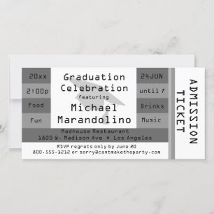 Unique Silver Admission Ticket Party Invitation