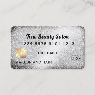 Unique Silver Glitter Credit Card Gift Certificate