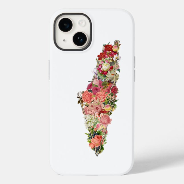 Unique simple Floral Palestine Map Case-Mate iPhone Case (Back)