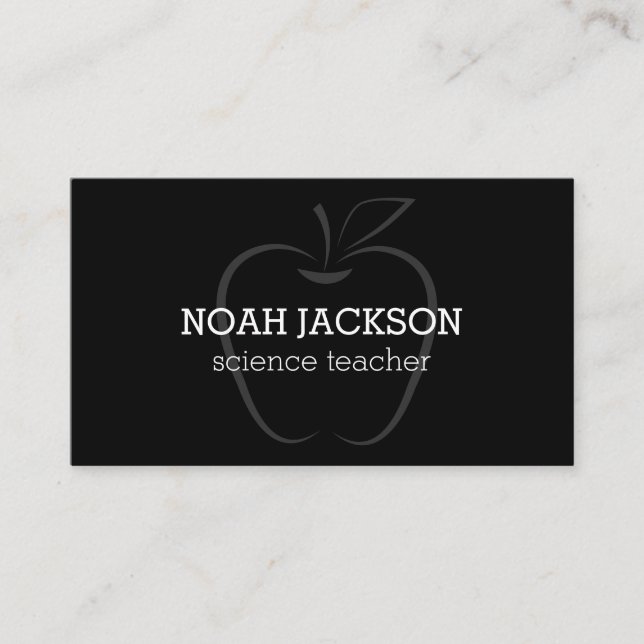 Unique Simple Minimalist White on Black Teacher Business Card (Front)