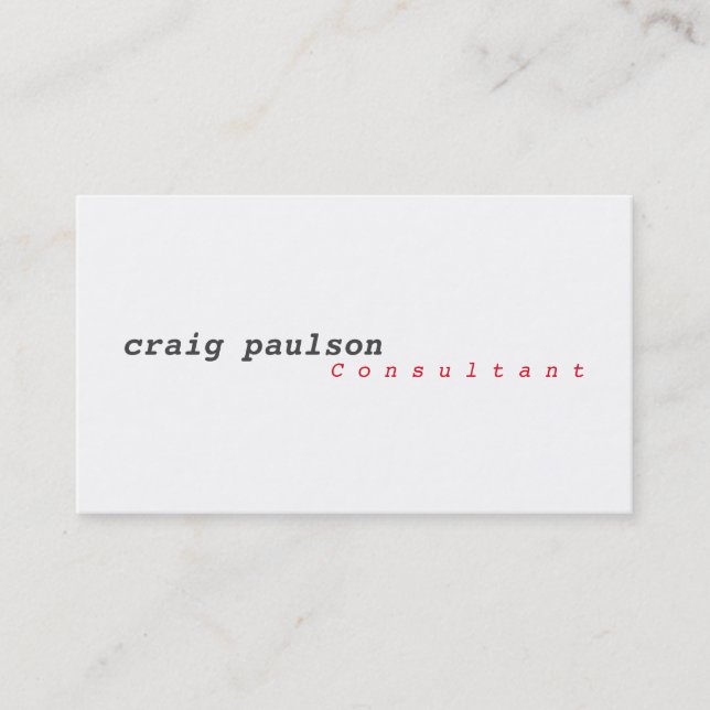 Unique Simple Trendy Cute Plain Consultant Business Card (Front)