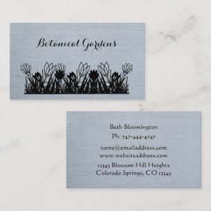Unique Sky Blue Linen Look Floral Business Card