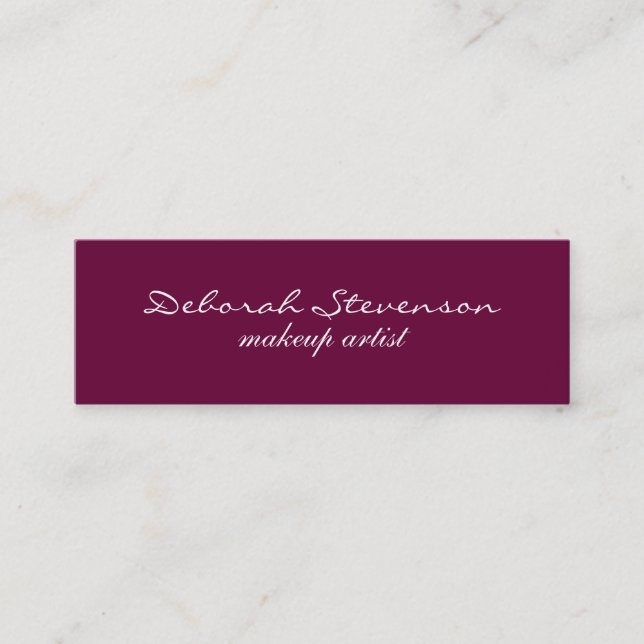 Unique Slim Purple Makeup Artist Business Card (Front)