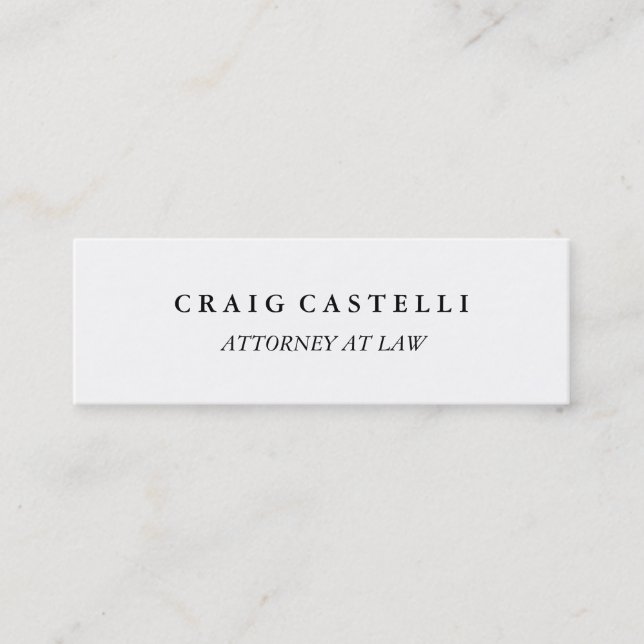 Unique Slim Size Lawyer Black White Business Card (Front)