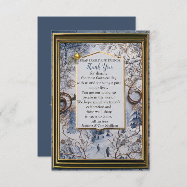 Unique snowflake Festive Thank you RSVP Card (Front/Back)