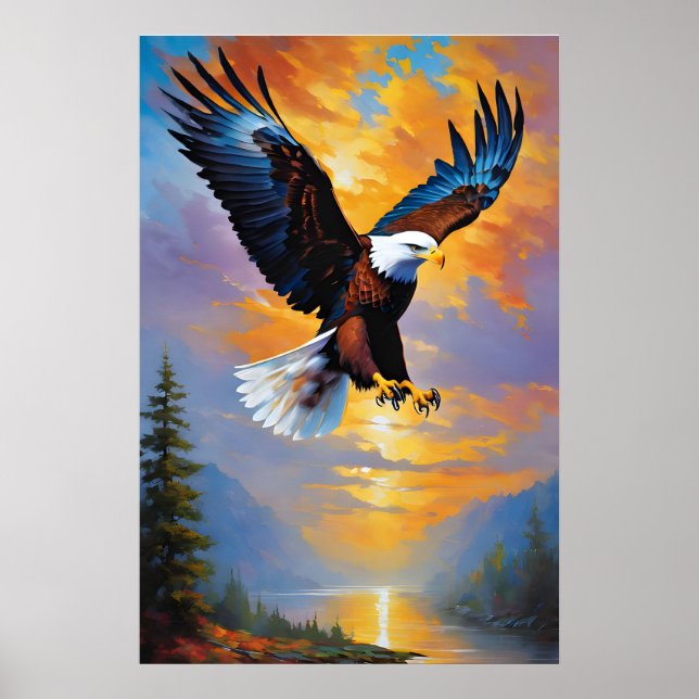 Unique Soaring Eagle, Freedom Bird of Prey Eagle Poster (Front)