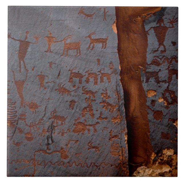 Unique Southwest Petroglyph Ceramic Tile (Front)