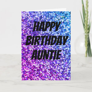 Unique sparkle auntie birthday card