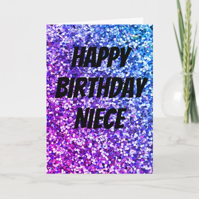 Unique sparkle niece birthday card (Front)