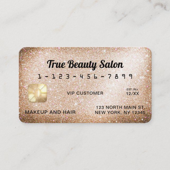 Unique Sparkly Gold Glitter Credit Card (Front)