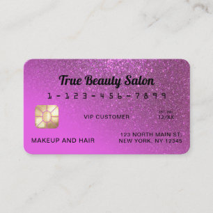 Unique Sparkly Magenta Glitter Credit Card