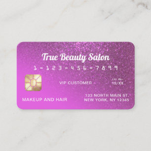 Unique Sparkly Magenta Glitter Credit Card