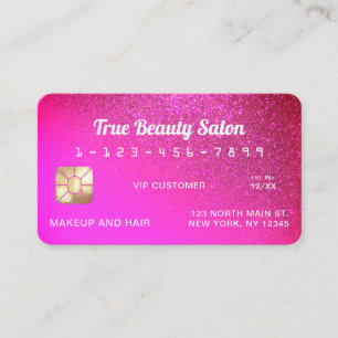 Unique Sparkly Neon Punk Pink Glitter Credit Card