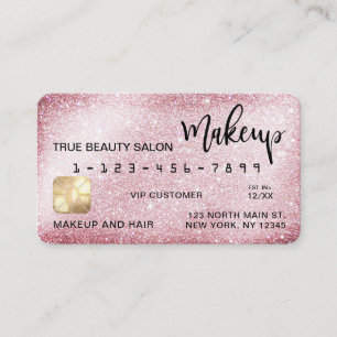 Unique Sparkly Pink Glitter Credit Card Makeup