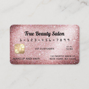 Unique Sparkly Rose Gold Glitter Credit Card