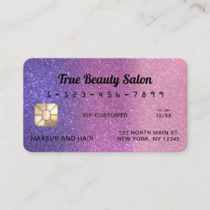 Unique Sparkly Violet Pink Glitter Credit Card