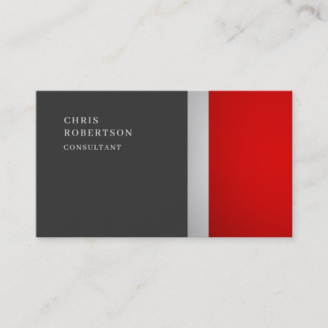 Unique Special Colourful Red Grey Trendy Business Card (Front)