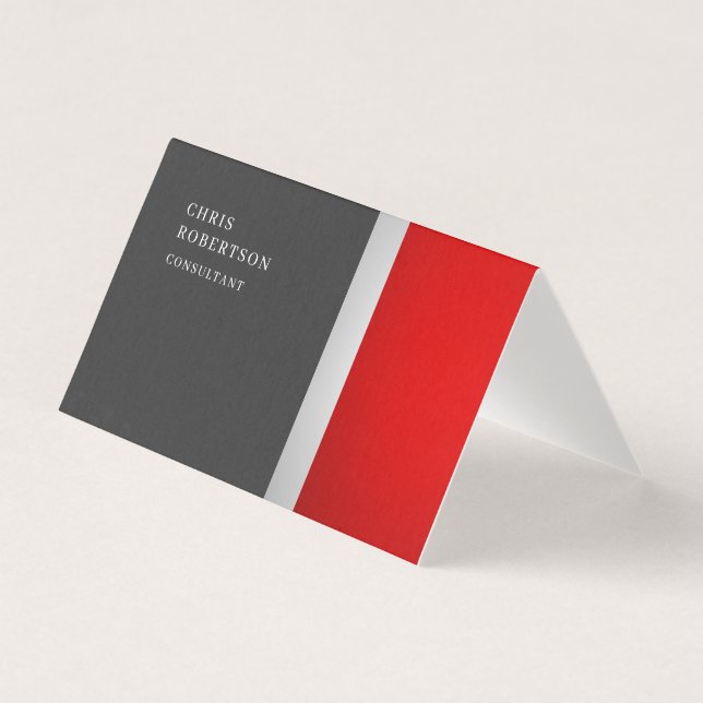 Unique Special Colourful Red Grey Trendy Business Card (Front)