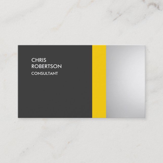 Unique Special Colourful Yellow Grey Trendy Business Card (Front)