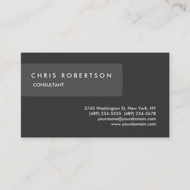Unique Special Grey Attractive Business Card (Front)