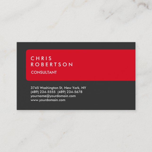 Unique Special Grey Red Stripe Business Card (Front)