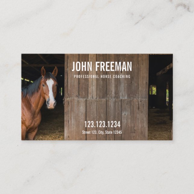 Unique Stable Horse Photo Equestrian Business Card (Front)