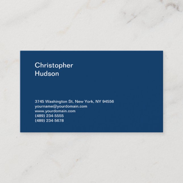 Unique Standard Dark Blue Consultant Business Card (Front)