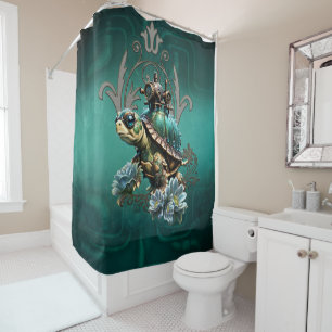 Unique steampunk turtle.  shower curtain