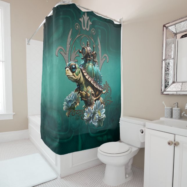Unique steampunk turtle.  shower curtain (In Situ)