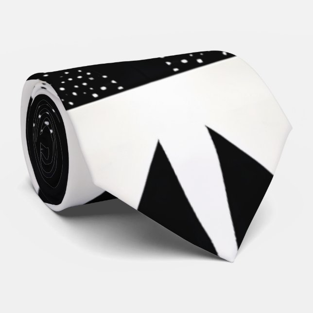 Unique Stipple Dotted Black and White Modern  Tie (Rolled)