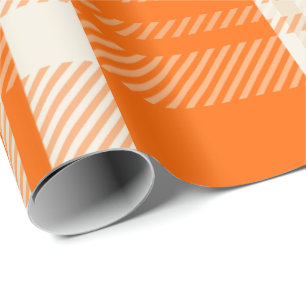Unique & Stunning Orange & Cream Color Combo Plaid Wrapping Paper