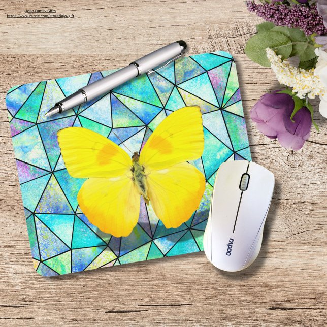 Unique style background Colourful geometric Blue Mouse Mat (Creator Uploaded)