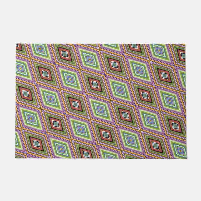 Unique Style Multi Colour Diamond Pattern Doormat (Front)