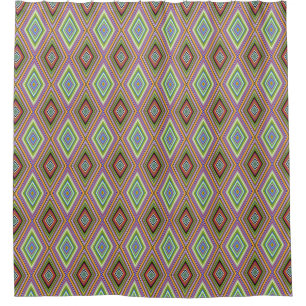 Unique Style Multi Colour Diamond Pattern Shower Curtain