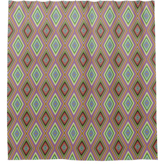 Unique Style Multi Colour Diamond Pattern Shower Curtain (Front)