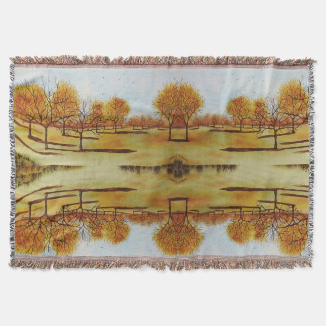 unique stylised picture autumn landscape artwork throw blanket (Front)