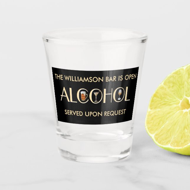 Unique Stylish Beer Wine Martini Name Shot Glass (Front)