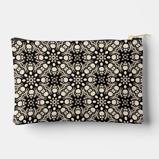 Unique Stylish Black & White Dot Art Pattern  Accessory Pouch (Back)