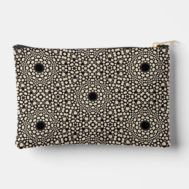 Unique Stylish Black & White Dot Art Pattern  Accessory Pouch (Back)