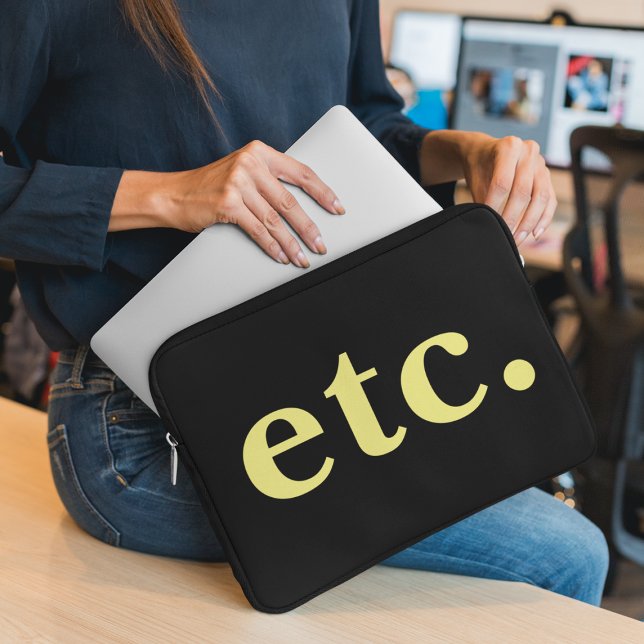 Unique Stylish Black & Yellow Bold Typography  Laptop Sleeve (Creator Uploaded)
