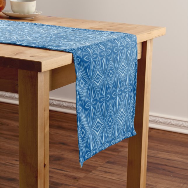 Unique Stylish Blue Pattern Short Table Runner (In Situ)