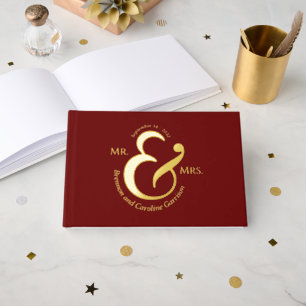 Unique Stylish Bride Groom Names Gold Guest Book