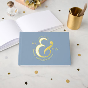 Unique Stylish Bride Groom Names Gold Guest Book