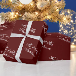 Unique Stylish Custom Text Pattern Maroon Wrapping Paper