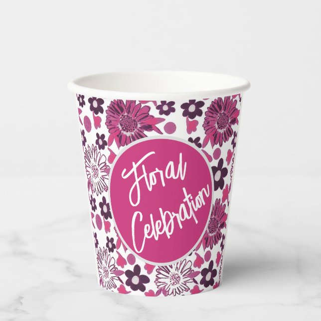 Unique Stylish Floral Pattern Paper Cups (Front)