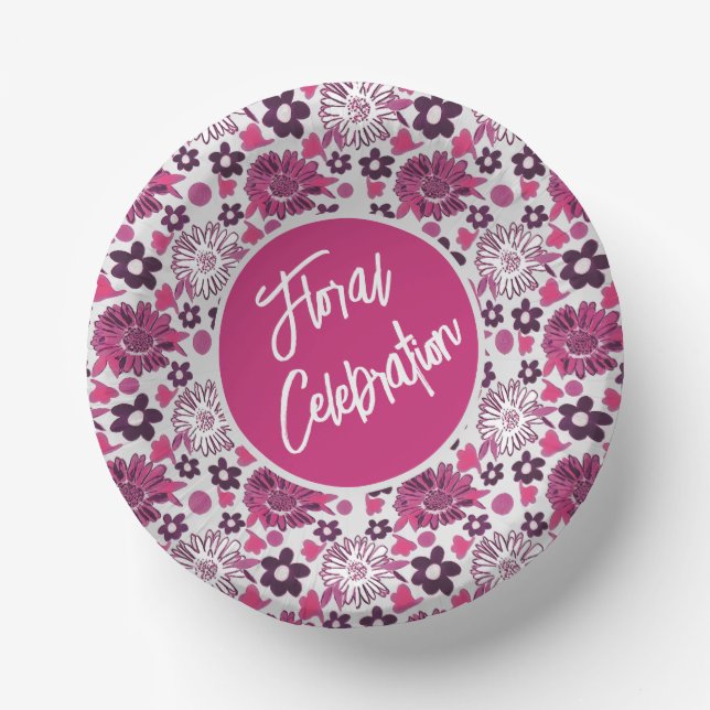 Unique Stylish Floral Pattern Paper Plate (Front)