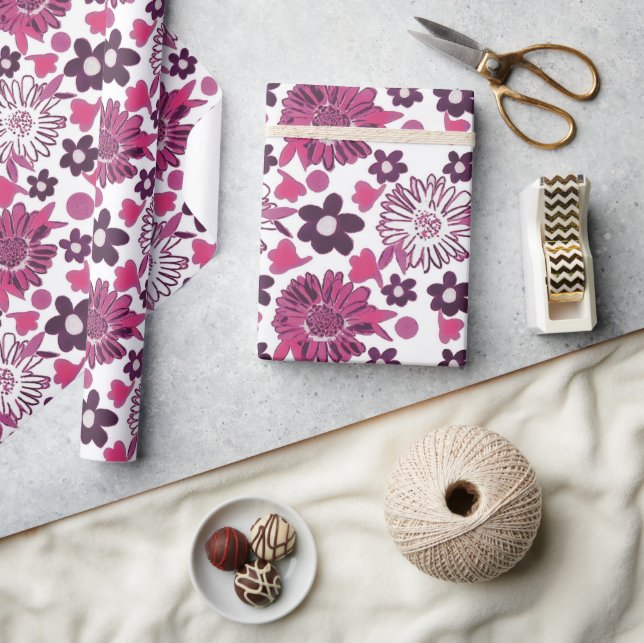 Unique Stylish Floral Vintage Pattern Wrapping Paper (Crafts)