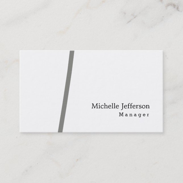 Unique Stylish Grey White Modern Plain Simple Business Card (Front)