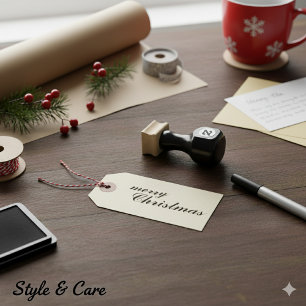 Unique Stylish Merry Christmas Script Rubber Stamp