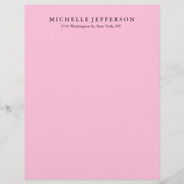 Unique Stylish Modern Elegant Pink Custom Letterhead (Front)